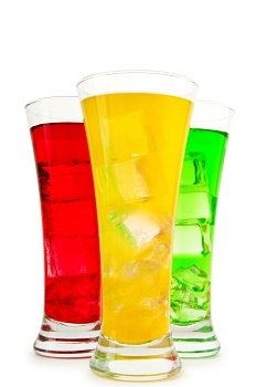 Colourful cocktail in glasses with ice