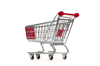 Shopping cart against the white background