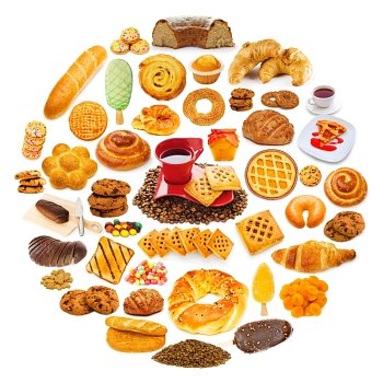 Circle with lots of food items
