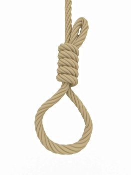 Noose from the gallows on white isolated background. 3d