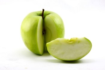 The sliced green apple