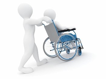 Men on wheelchair on white isolated background. 3d