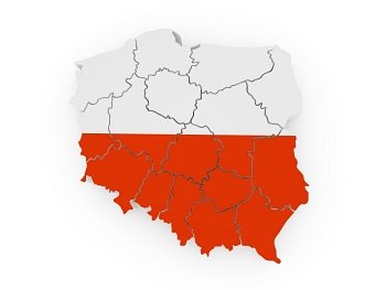 Map of Poland in polish flag colors. 3d