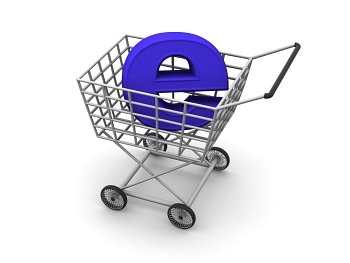 Consumer´s basket and symbol of the Internet. 3d