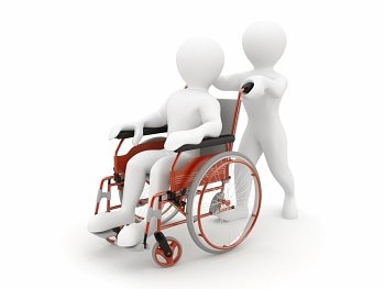 Men on wheelchair on white isolated background. 3d