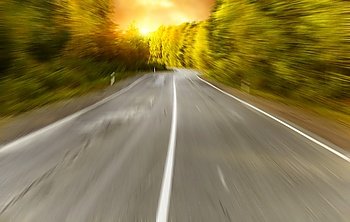 Empty road, abstract concept of high speed with motion f/x