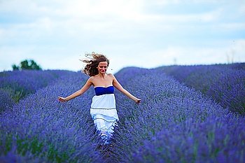 woman on lavender field