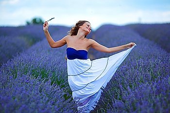 woman on lavender field