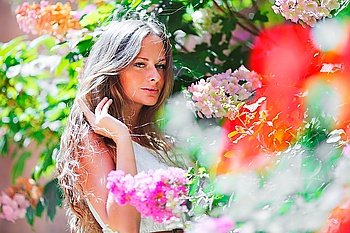 woman in flowers outdoor