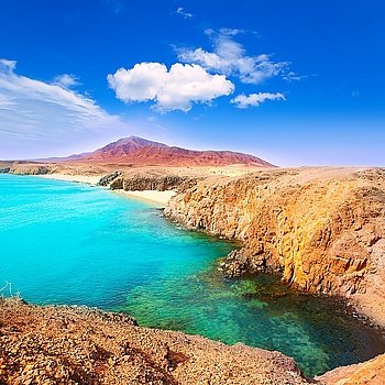 Lanzarote Playa del Pozo beach in costa Papagayo Canary Islands