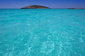 beach Illetas Illetes in Formentera near Ibiza with aqua water