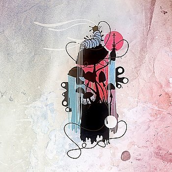 abstract illustration of a fairy tale ´Alice in Wonderland´,  textural background