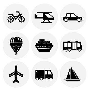 Vector black transportation icons