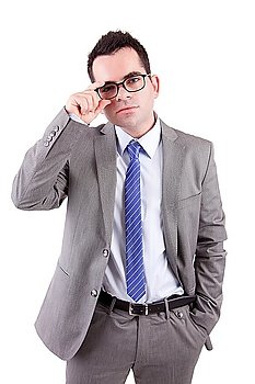 Young business man posing, isolated over white