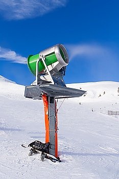 Working snowgun on the winter slope, Austria