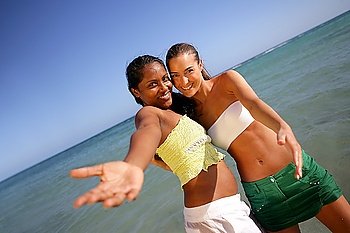 Young women on holiday together