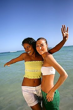 Two female friends at the seaside