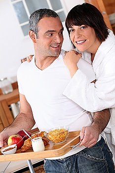 portrait of a couple at breakfast