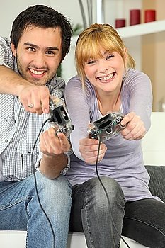 a couple playing video games