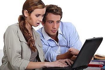 Couple surfing the internet