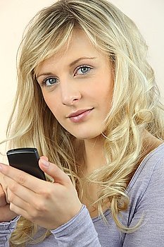 Closeup of a woman with a cellphone