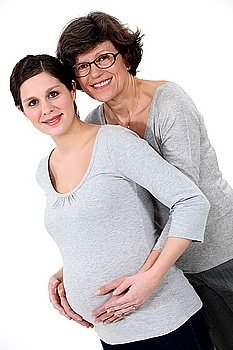 Pregnant woman with her mother
