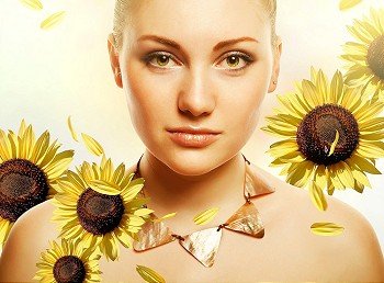 attractive beautiful woman with accessorize and helianthus