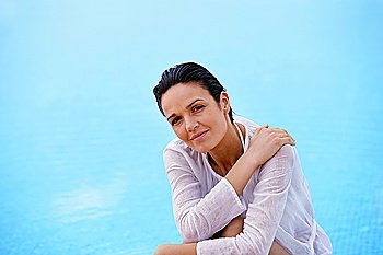 Woman near a swimming pool