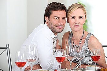 Couple sat at table