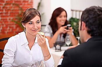Couple enjoying meal in a restaurant