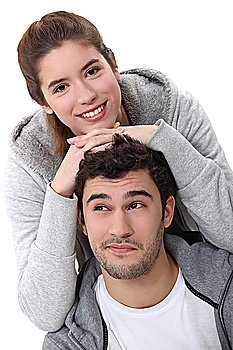 Young couple in grey