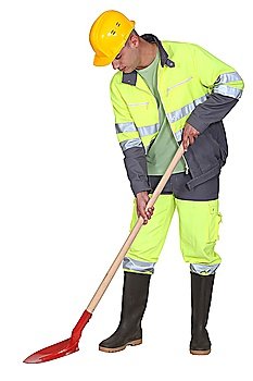 Manual worker with spade