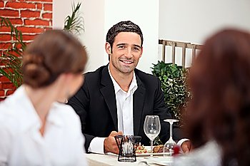 Handsome man in a restaurant