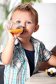 boy with baby bottle