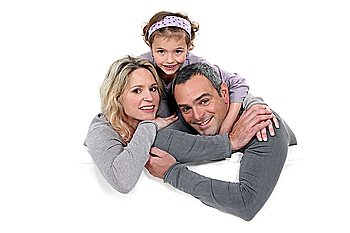 Loving family in grey