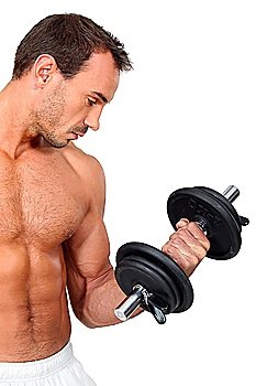 Man using a dumbbell