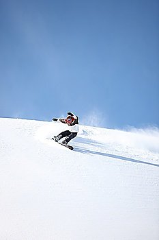 Snowboarder in action