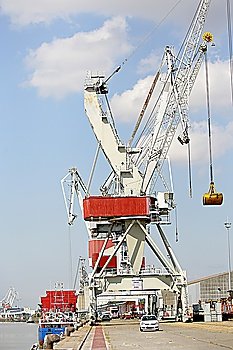 Crane by the side of a port