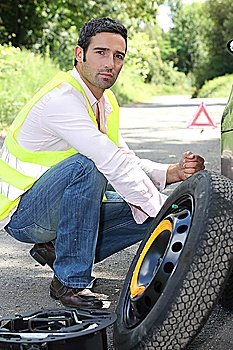 Man with a puncture