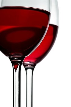 two wineglass with red wine