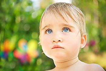 Beautiful baby portrait outdoors