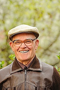 Happy elderly man outdoors