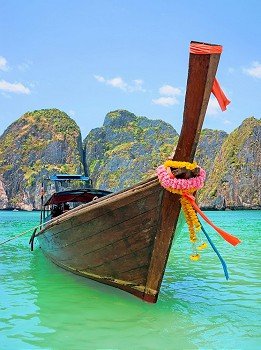 Traditional longtail boats in  Phi-phi Leh island, Thailand