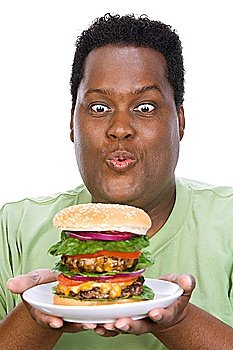 Man Holding Hamburger