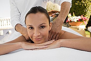 Portrait of woman having massage