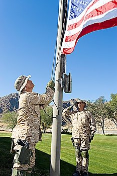 Soldiers Raising Flag
