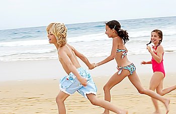 Children Vacationing on the Beach