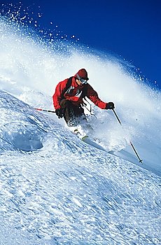 Man skiing on mountain slope