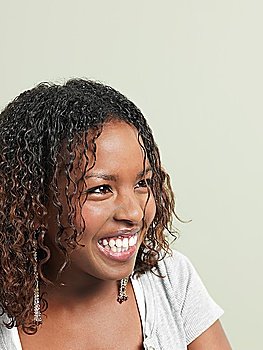 Young woman laughing close-up