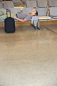 Man Sleeping at Airport